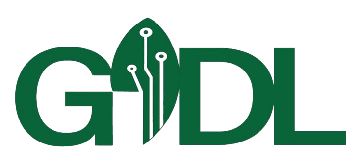 GreenDigital Limited logo, featuring the letters GDL with a green leaf and white digital circuit traces integrated into the letter D.